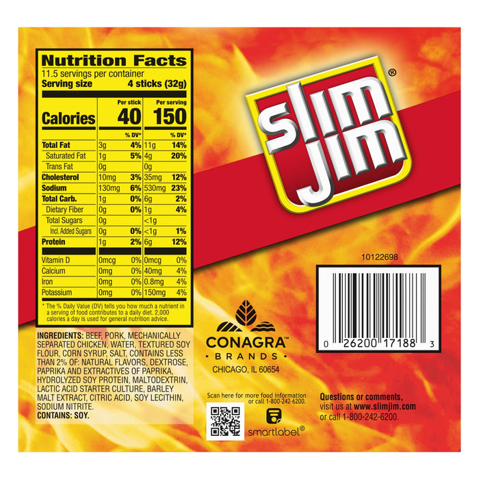 Slim Jim Smoked Snack Stick Pantry Pack, Original, 0.28 oz Stick 46 Count(Pack of 1)