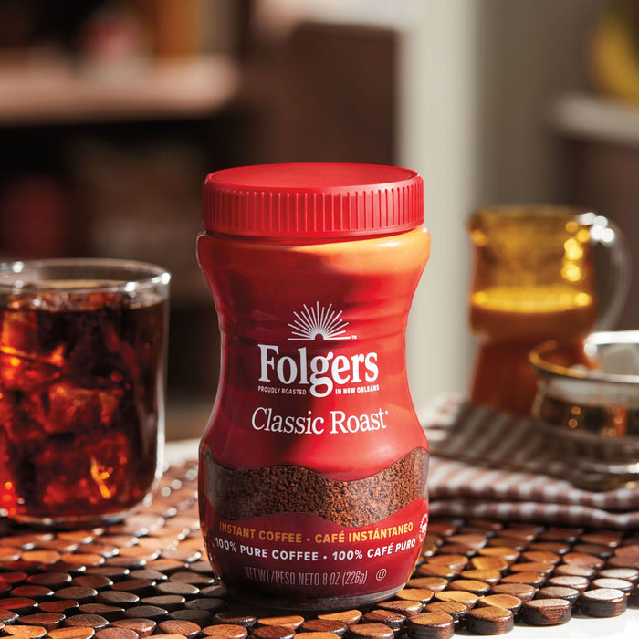 Folgers Classic Roast Instant Coffee, 2 Ounce Jars