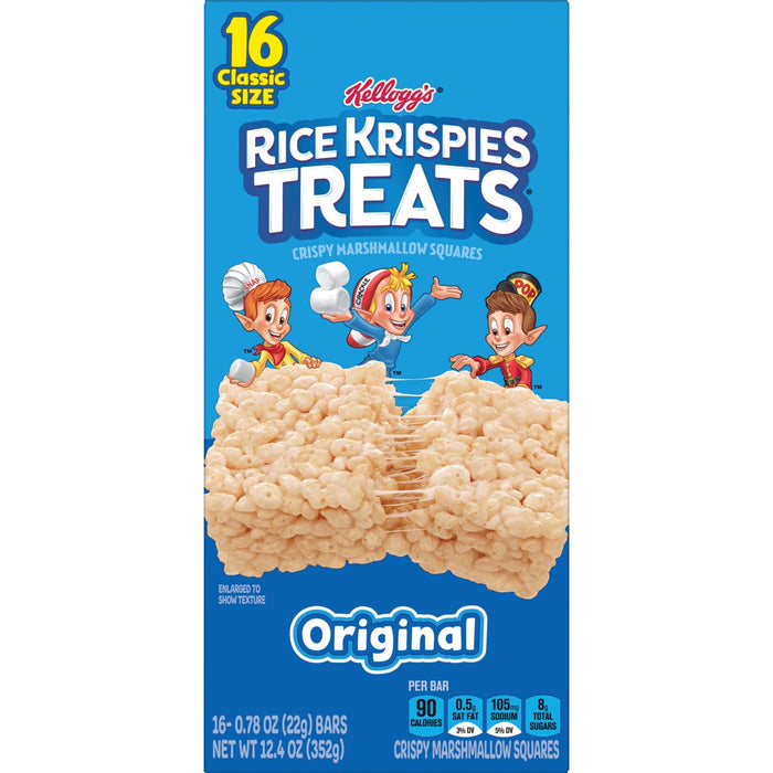Rice Krispies Treats Marshmallow Snack Bars, Kids Snacks, School Lunch, Value Pack, Original, 12.4oz Box (16 Bars)