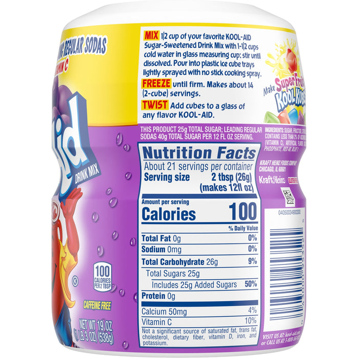 Kool-Aid Grape Flavored Powdered Drink Mix, 19 oz for 1 bottle