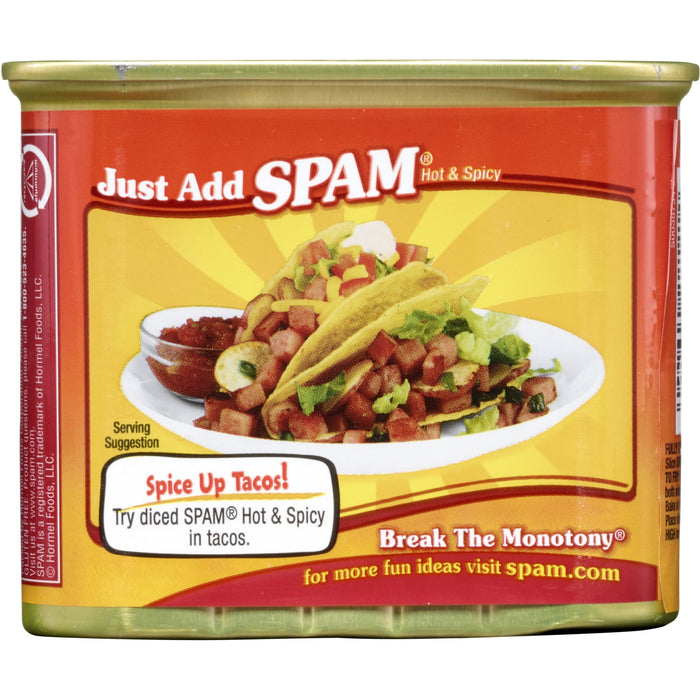 S-PAM Hot & Spicy Luncheon Ham, Cheese Portuguese Sausage Garlic Spicy, 12 Oz