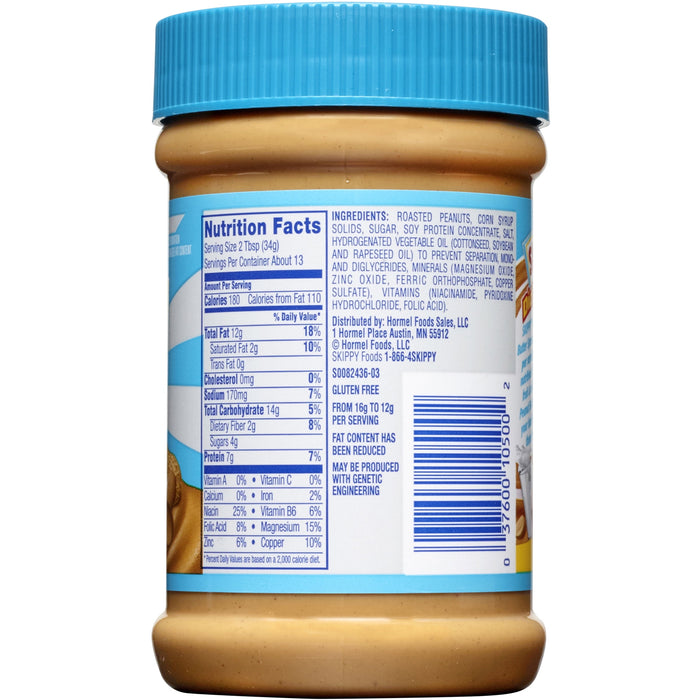 Skippy Reduced Fat Creamy Peanut Butter Spread, 16.3 Ounce