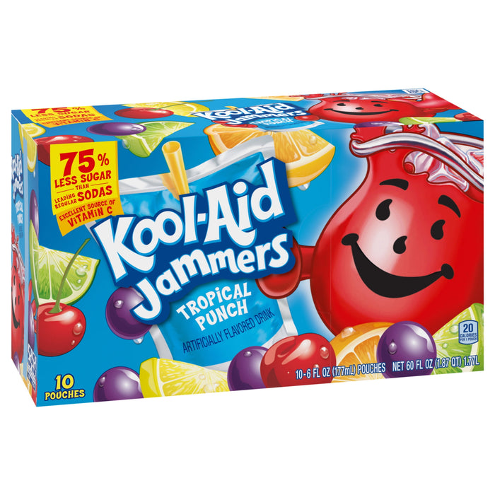 Kool-Aid Jammers Tropical Punch Artificially Flavored Kids Soft Drink 10 Pouches