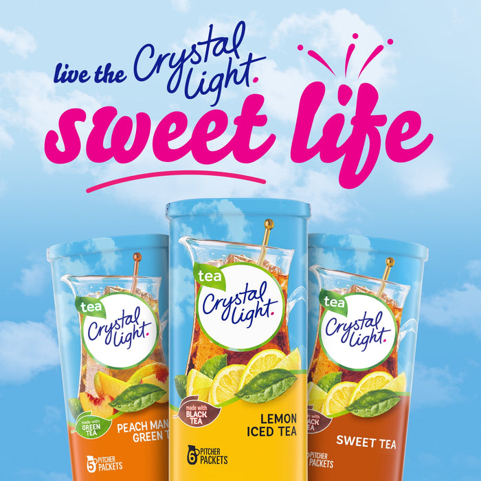 Crystal Light Sugar-Free Lemon Iced Tea Naturally Flavored Powdered Drink Mix 6 Count Pitcher Packets