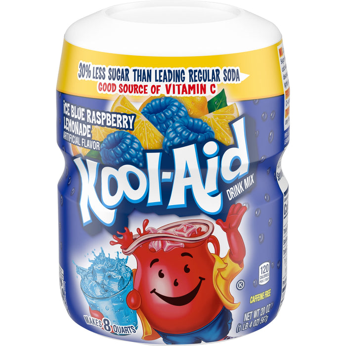 Kool-Aid Caffeine Free Blue Raspberry Lemonade Sweetened Powdered Drink Mix 1 Count 20 oz Canister