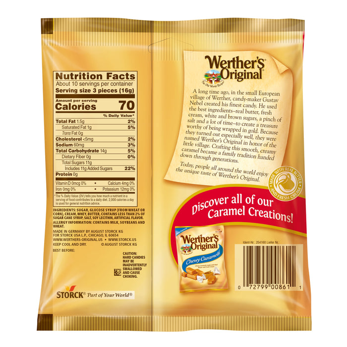 Werther's Original Hard Caramel Candy, Made with real butter and fresh cream, Individually wrapped 5.5 oz Bag