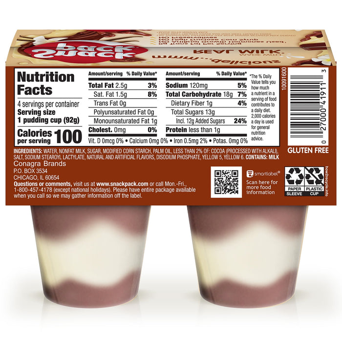 Snack Pack Pudding - Chocolate Vanilla 13 oz