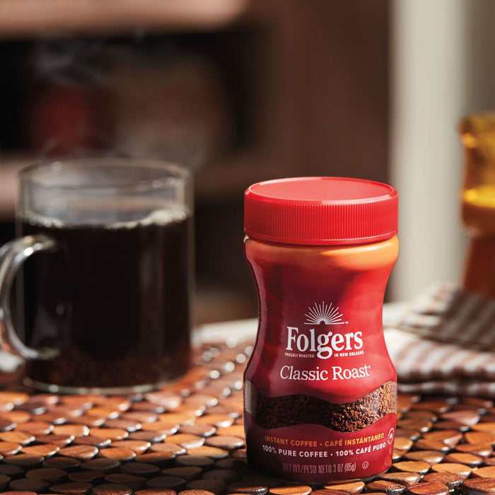 Folgers Classic Roast Instant Coffee, 2 Ounce Jars