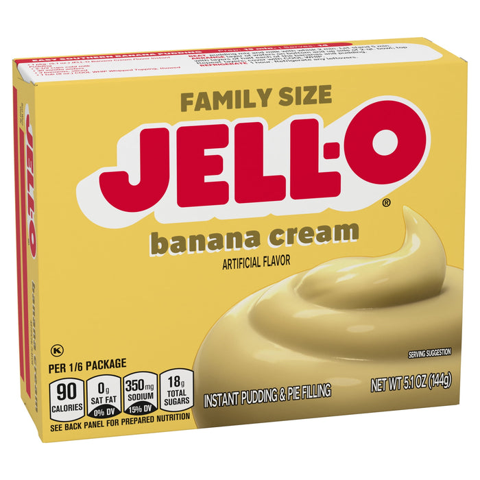 J-ello Banana Cream Instant Pudding Mix & Pie Filling 5.1 oz. Box