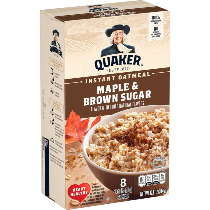 Quaker, Gluten Free Instant Oatmeal, Maple & Brown Sugar, 8 Ct