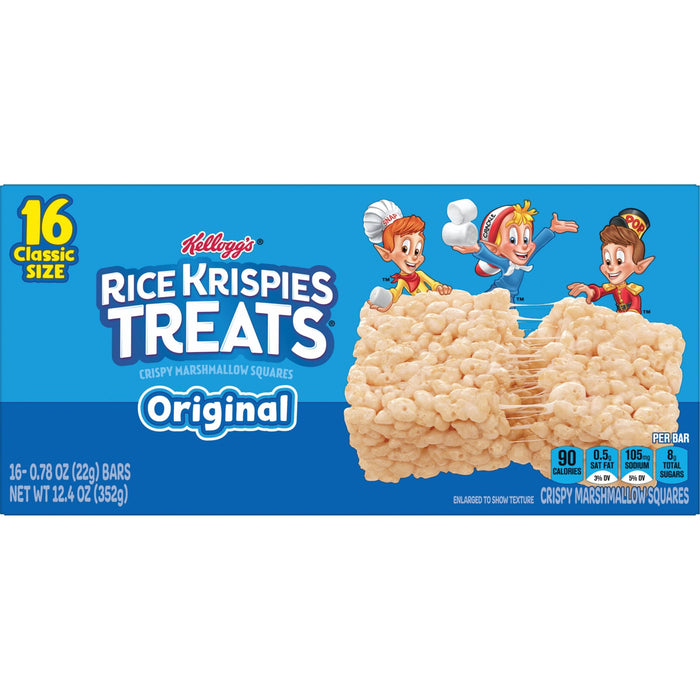 Rice Krispies Treats Marshmallow Snack Bars, Kids Snacks, School Lunch, Value Pack, Original, 12.4oz Box (16 Bars)