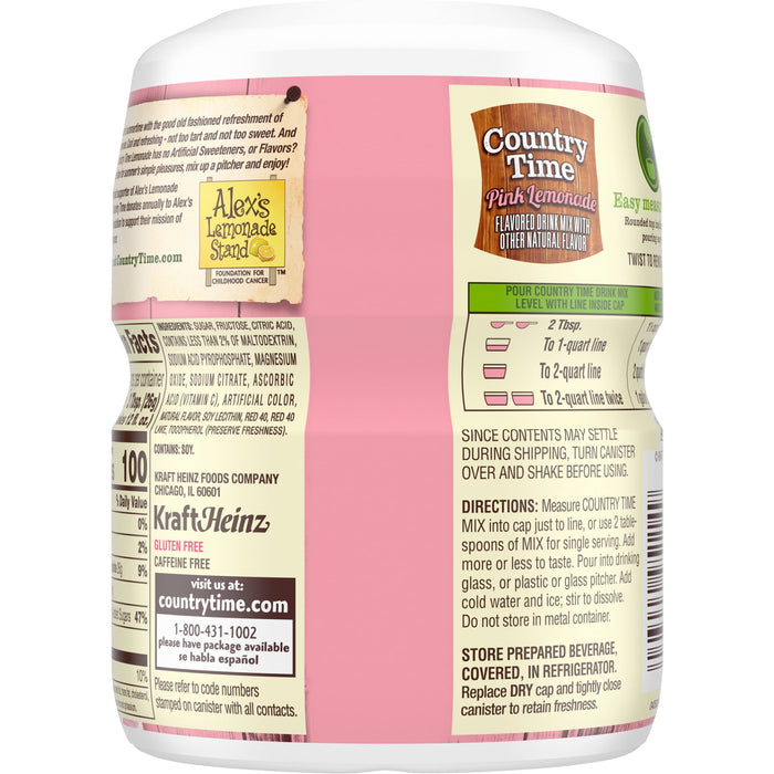 Country Time Strawberry Lemonade Naturally Flavored Powdered Drink Mix 19 oz Canister