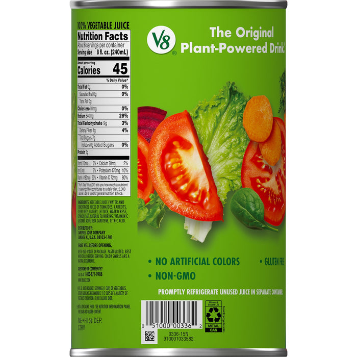 V8 Original 100% Vegetable Juice, 46 fl oz Can