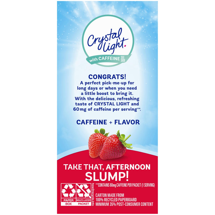 Crystal Light Sugar-Free Wild Strawberry Drink Mix with Caffeine (10 On-the-Go Packets)