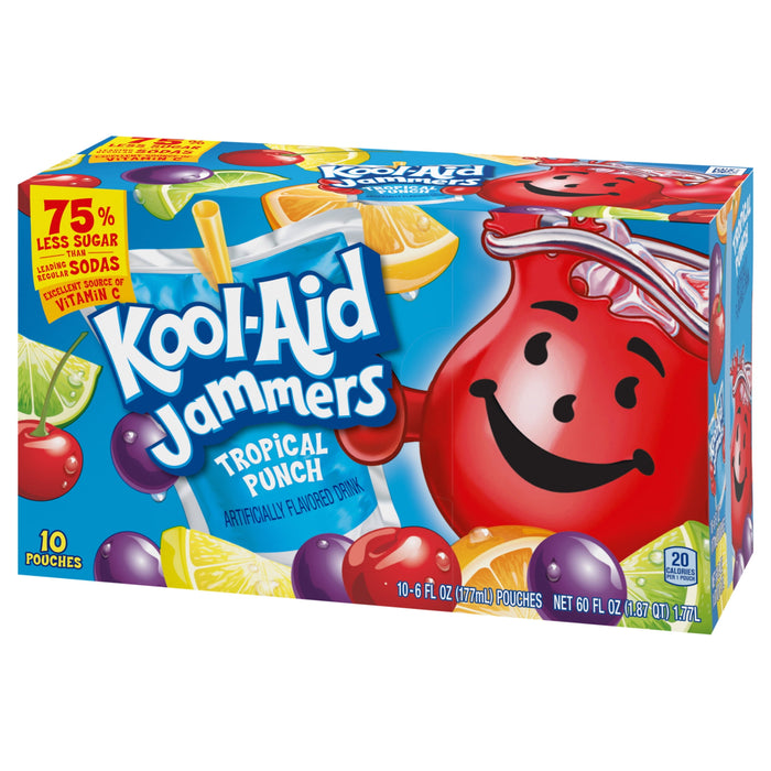 Kool-Aid Jammers Tropical Punch Artificially Flavored Kids Soft Drink 10 Pouches