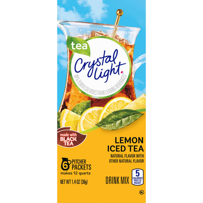 Crystal Light Sugar-Free Lemon Iced Tea Naturally Flavored Powdered Drink Mix 6 Count Pitcher Packets