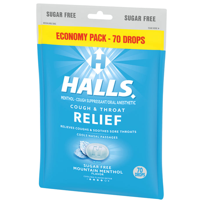 Halls Mountain Menthol, Sugar Free, 70-Count Bag