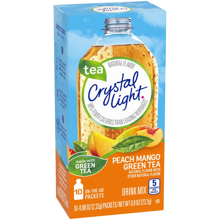 Crystal Light Sugar-Free Peach Mango Green Tea On-The-Go Powdered Drink Mix, 0.08 Ounce , 10 Count (Pack of 1)