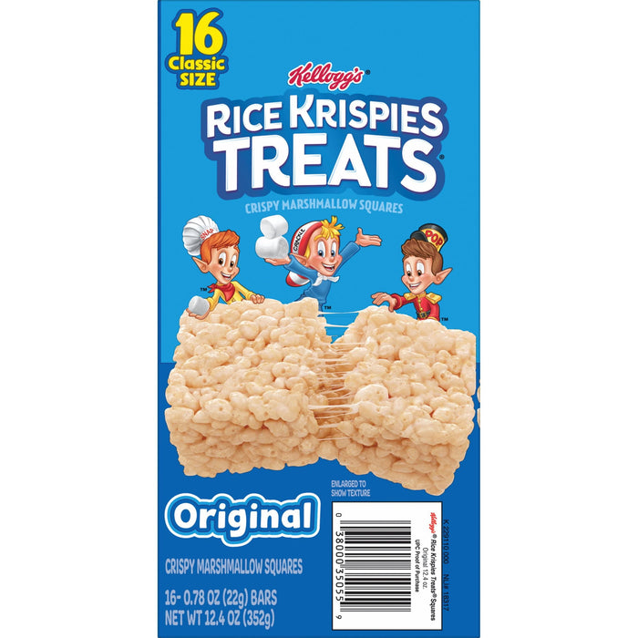 Rice Krispies Treats Marshmallow Snack Bars, Kids Snacks, School Lunch, Value Pack, Original, 12.4oz Box (16 Bars)