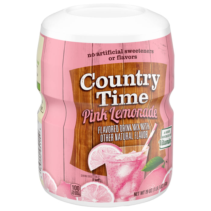 Country Time Strawberry Lemonade Naturally Flavored Powdered Drink Mix 19 oz Canister