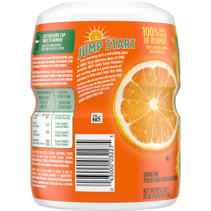 Tang Orange Sweetened Powdered Drink Mix 20 oz Canister