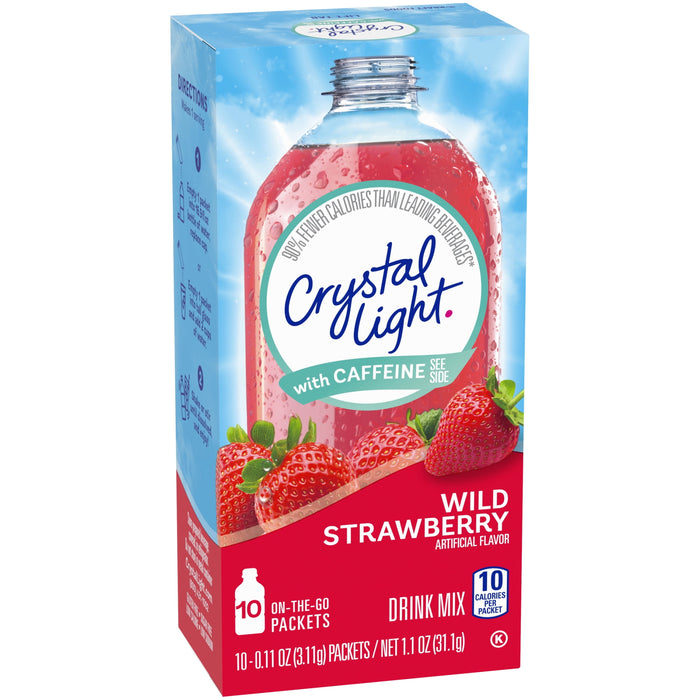 Crystal Light Sugar-Free Wild Strawberry Drink Mix with Caffeine (10 On-the-Go Packets)