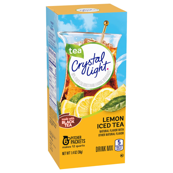 Crystal Light Sugar-Free Lemon Iced Tea Naturally Flavored Powdered Drink Mix 6 Count Pitcher Packets