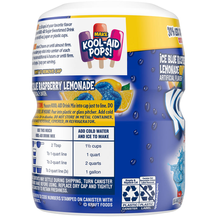 Kool-Aid Caffeine Free Blue Raspberry Lemonade Sweetened Powdered Drink Mix 1 Count 20 oz Canister