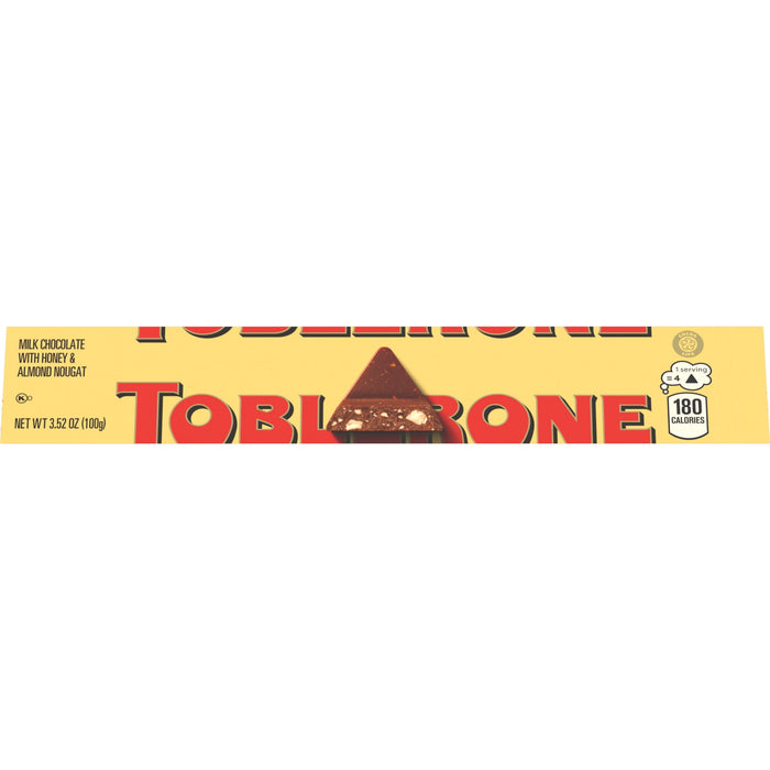 Toblerone Milk Chocolate Bar with Honey and Almond Nougat, 3.52 oz