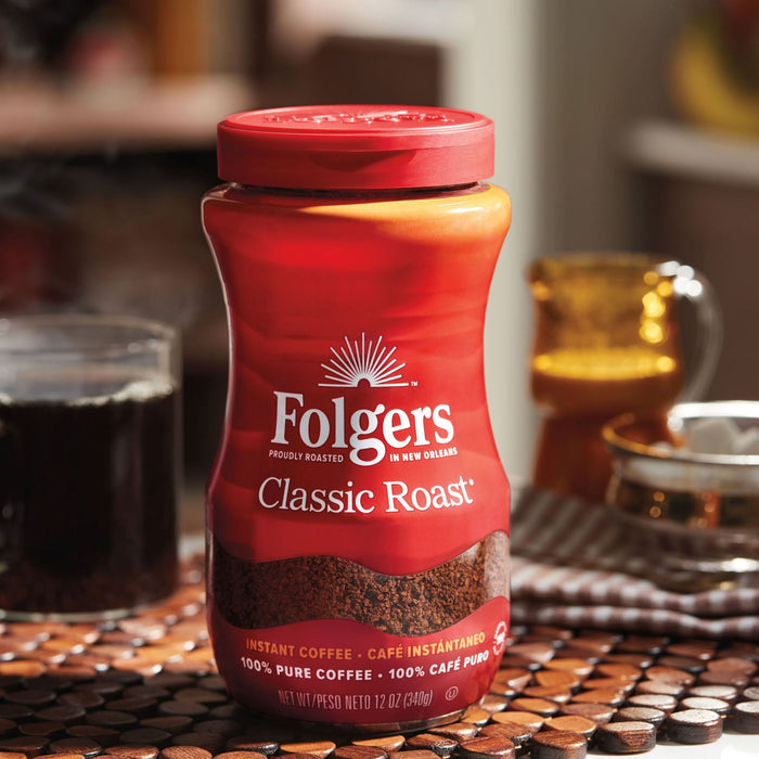 Folgers Classic Roast Instant Coffee, 2 Ounce Jars