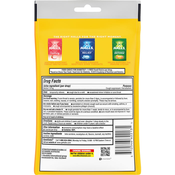 HALLS Relief Sugar Free Honey-Lemon Flavor Cough Drops 25 Total