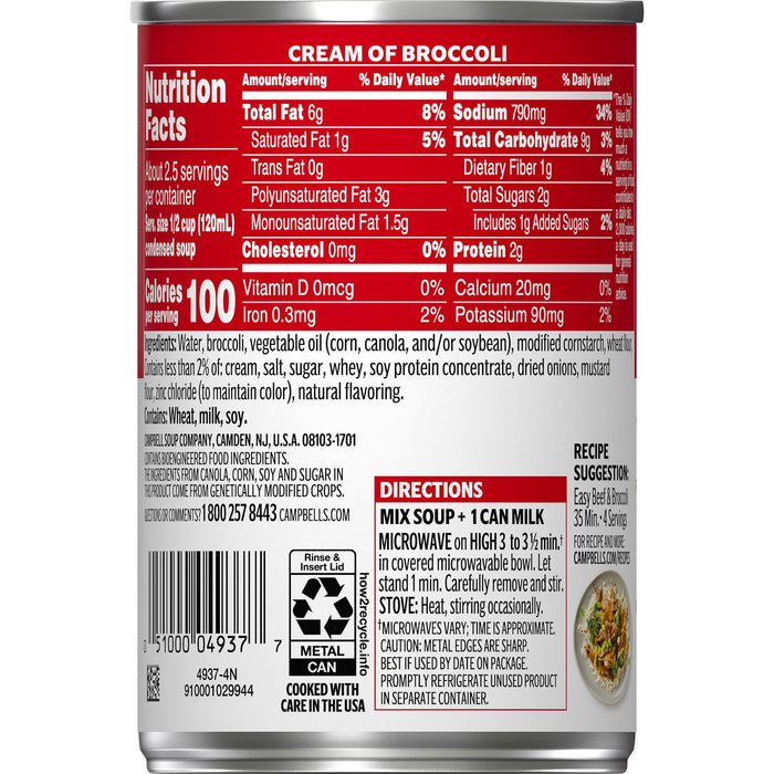 Campbell's, Condensed Cream of Broccoli Soup, 10.75oz Can