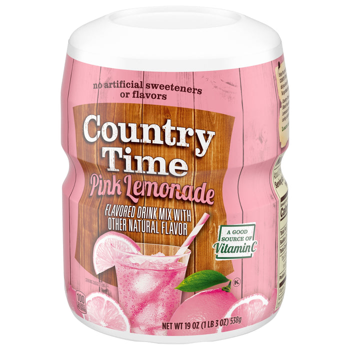 Country Time Strawberry Lemonade Naturally Flavored Powdered Drink Mix 19 oz Canister