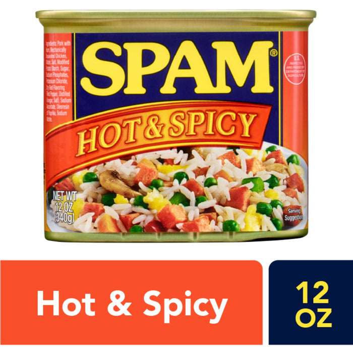 S-PAM Hot & Spicy Luncheon Ham, Cheese Portuguese Sausage Garlic Spicy, 12 Oz