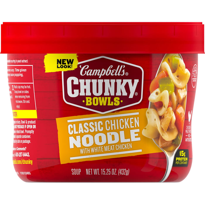 Campbell's Chunky Classic Chicken Noodle Soup Microwavable Bowl 15.25 oz