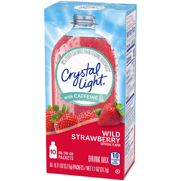 Crystal Light Sugar-Free Wild Strawberry Drink Mix with Caffeine (10 On-the-Go Packets)