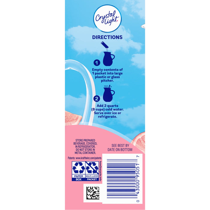 Crystal Light Sugar-Free Pink Lemonade Naturally Flavored Powdered Drink Mix 6 Count Pitcher Packets