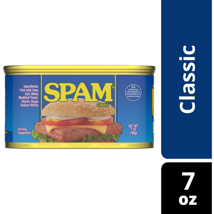 S-pam Classic Luncheon Meat, Fully Cooked Pork & Ham, 7 Oz