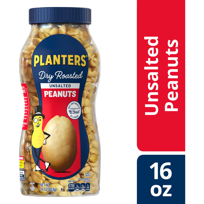 Planters Unsalted Dry Roasted Peanuts (16 oz Jar)