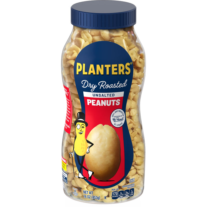 Planters Unsalted Dry Roasted Peanuts (16 oz Jar)