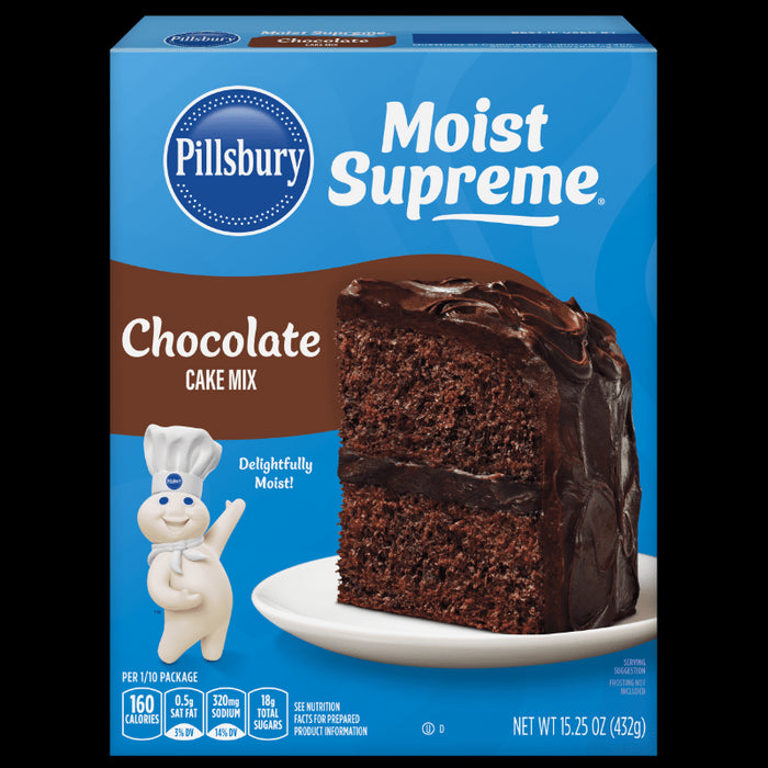 Pillsbury Moist Supreme Premium Chocolate Cake Mix, Just add water, eggs and oil, Ideal for birthdays, holidays, family gatherings and any celebration, big or small 15.25oz