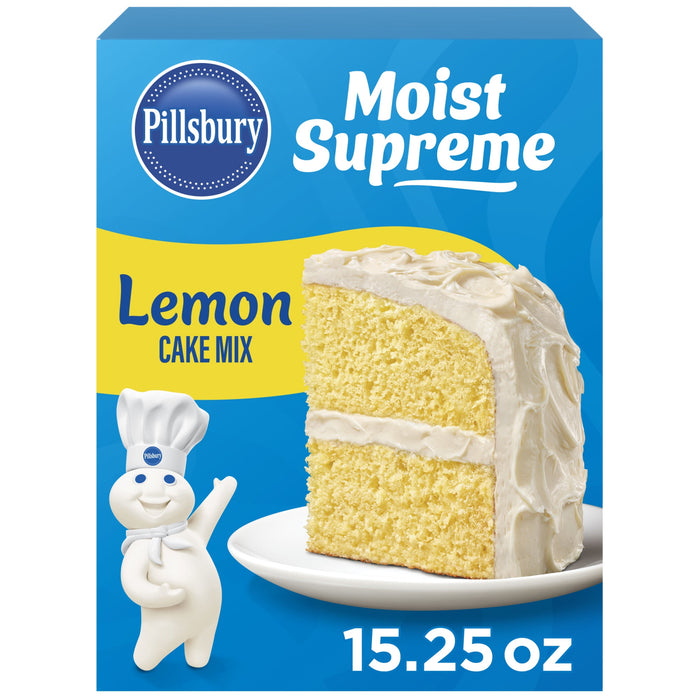 Pillsbury Moist Supreme Lemon Cake Mix, Just add water, eggs and oil, Ideal for birthdays, holidays, family gatherings and any celebration, big or small 15.25oz