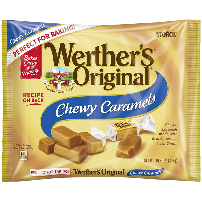 Werther's Original Chewy Caramels, Delightfully chewy and long-lasting caramels, Individually wrapped, Perfect for Baking 10.8 oz Bag