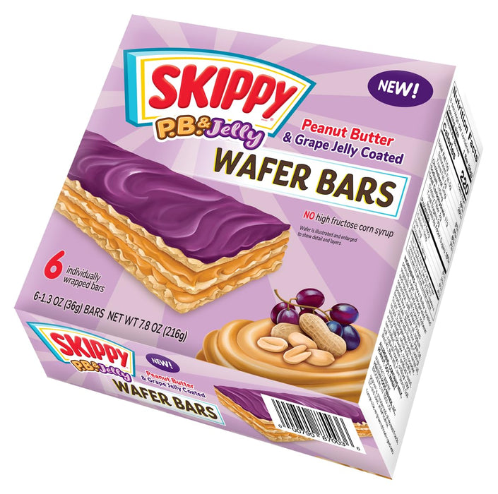 SKIPPY PB & Jelly Peanut Butter And Grape Jelly Coated Wafer Bars, 7.8 oz, 6 ct