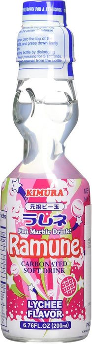 Kimura Lychee Flavour Ramune Soft Drink 6 oz