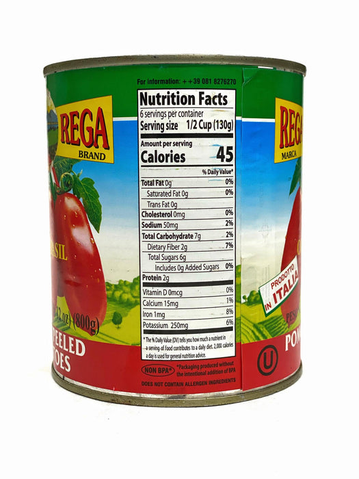 Rega Peeled Tomatoes With Basil 28 oz can