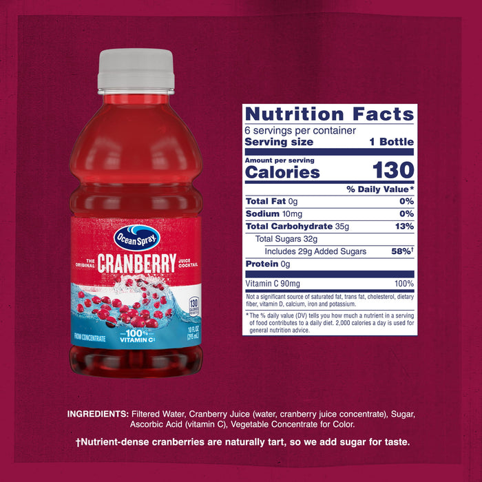 Ocean Spray Juice Cocktail, Cranberry, 10 Fl Oz, 6 Ct