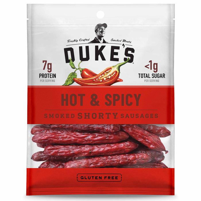 Dukes Hot & Spicy Shorty Smoked Sausages, 5 Oz