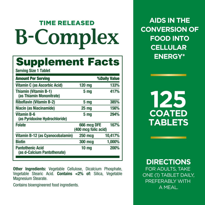 Nature's Bounty B-Complex with Vitamin C Time Released Coated Tablets, 125 Ct