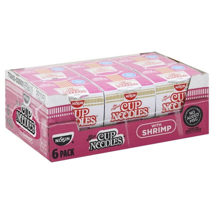 Nissin Cup Noodles Ramen, Shrimp, 2.25 Oz, 6 Ct